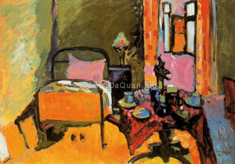 Bedroom in Aintmillerstrasse - 瓦西里·康丁斯基